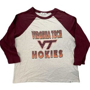 Virginia Tech Hokies 47 Brand Womens Baseball T-Shirt Large Maroon